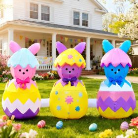 6FT Long Easter Inflatable Bunny Outdoor Decorations, Build-in LED Lights Holiday Blow Up Yard Decoration, for Easter&Spring, Outdoor,Garden (Color: 3pcs cute Bunnies)